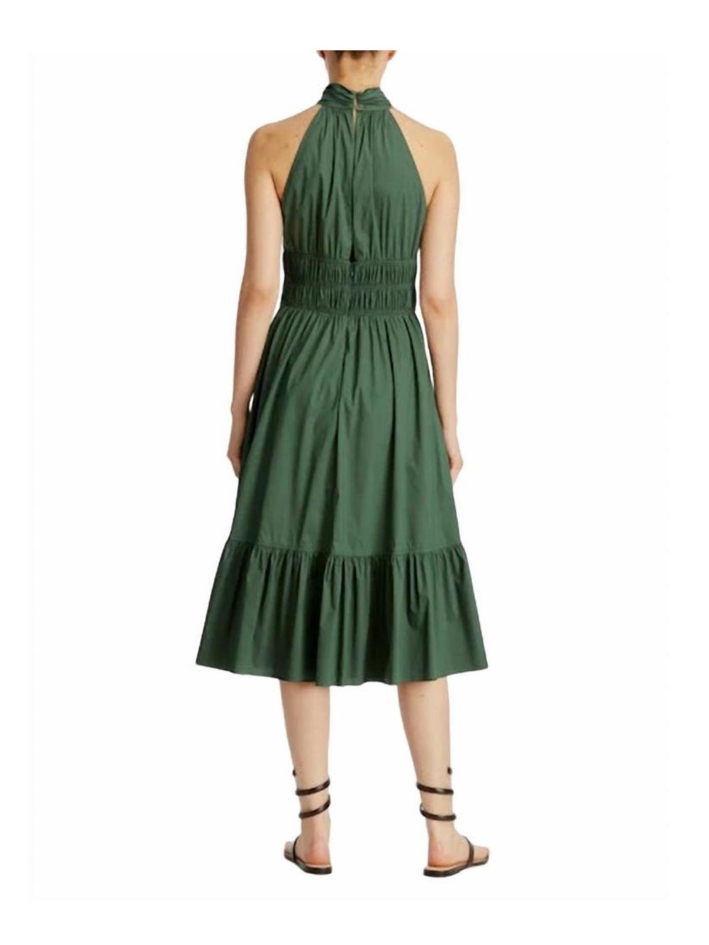 NWT Veronica Beard Kinny Halter Midi hasDress in Forest Green Sz 12 smocked - Picture 4 of 11
